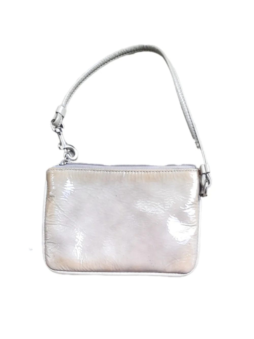 Coach Audrey GoGo ⁸Grey patent leather with perforated signature logo